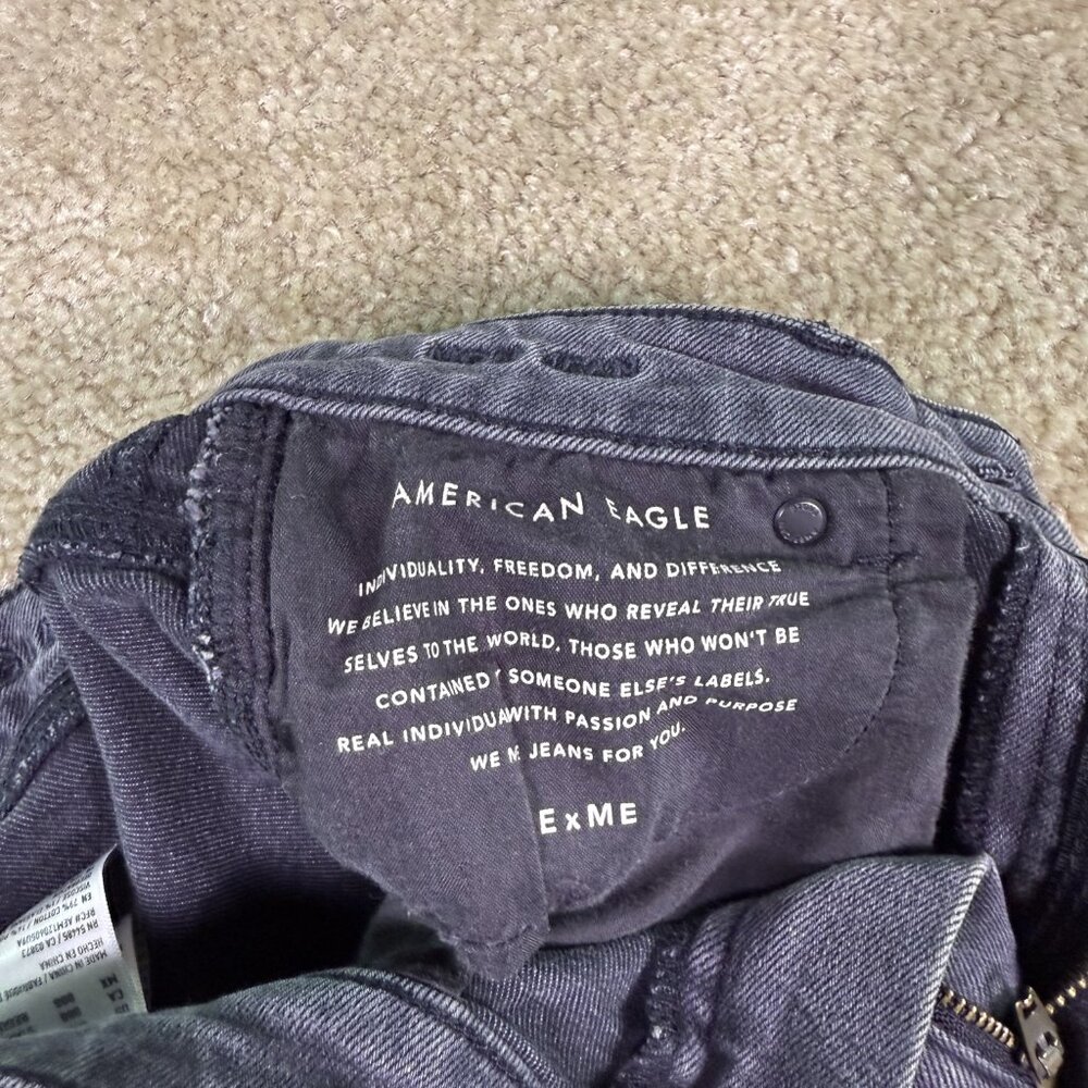 American Eagle Mom Jeans Women's Size 000 Regular Black Denim Stretch F203 - Picture 6 of 16